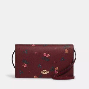 NWOT Anna Foldover Clutch Crossbody With Holiday Bells Print